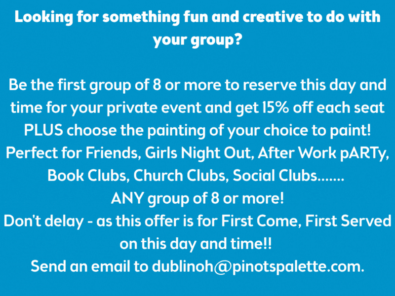 Be the first group of 8 to book your private event this time and get 15% off each seat!